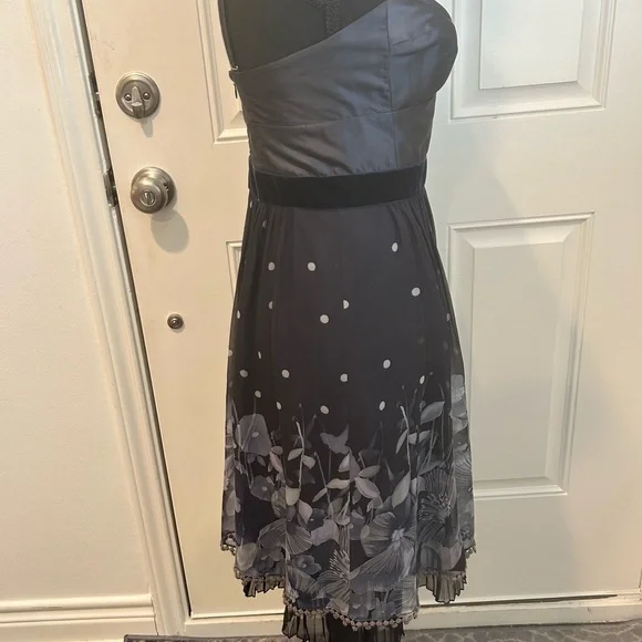 Rebecca Taylor Blue Floral Mini Dress Size 4 - Picture 6 of 14